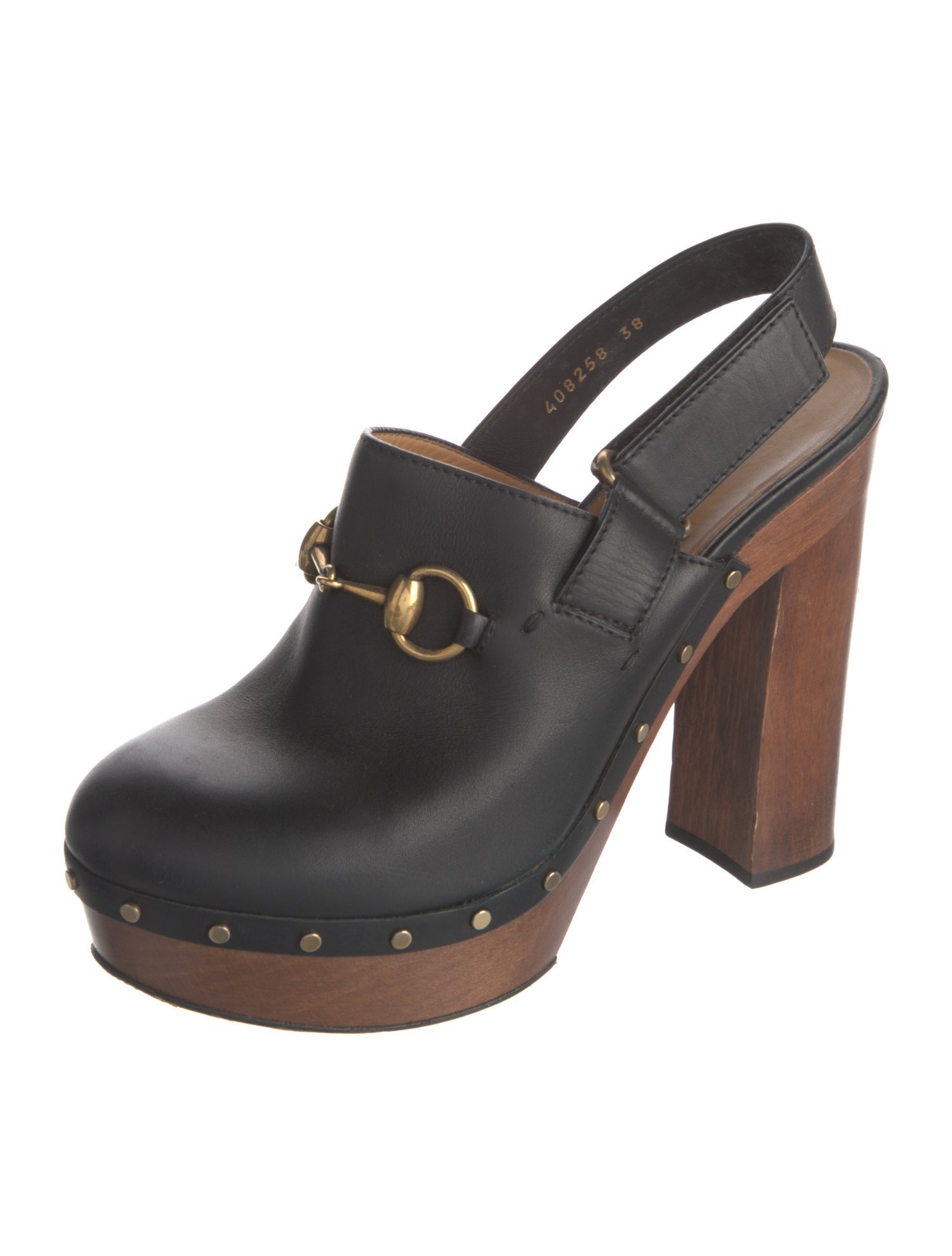 Gucci Horsebit Accent Leather Slingback Pumps