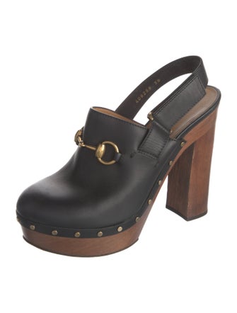 Gucci Horsebit Accent Leather Slingback Pumps