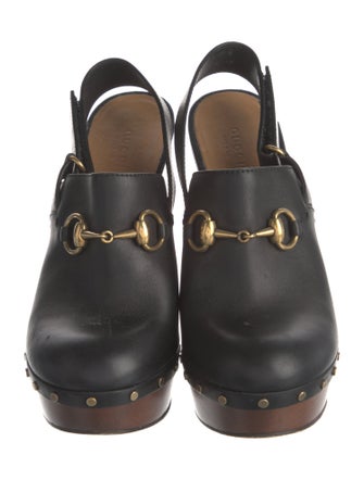 Gucci Horsebit Accent Leather Slingback Pumps