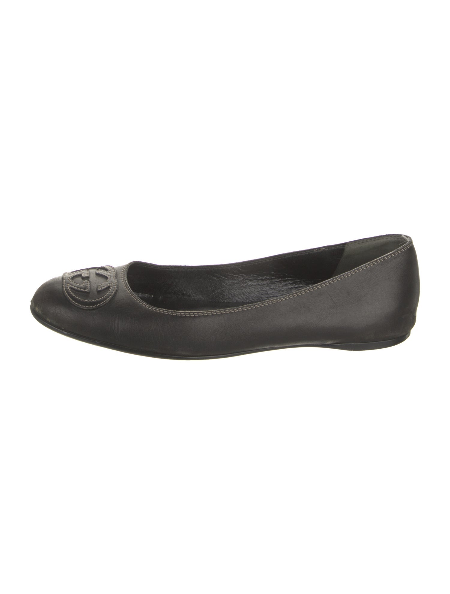 Gucci Interlocking G Logo Leather Ballet Flats