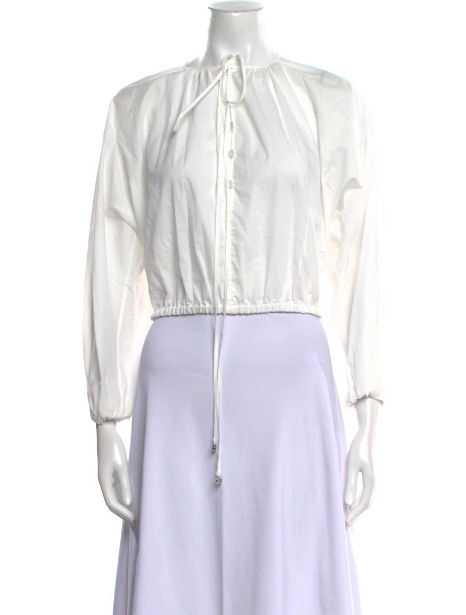 Gucci Tie Neck Three-Quarter Sleeve Crop Top