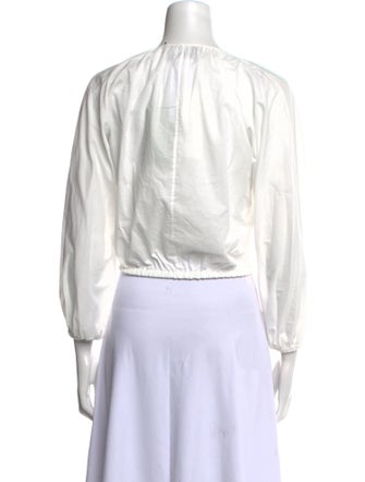 Gucci Tie Neck Three-Quarter Sleeve Crop Top