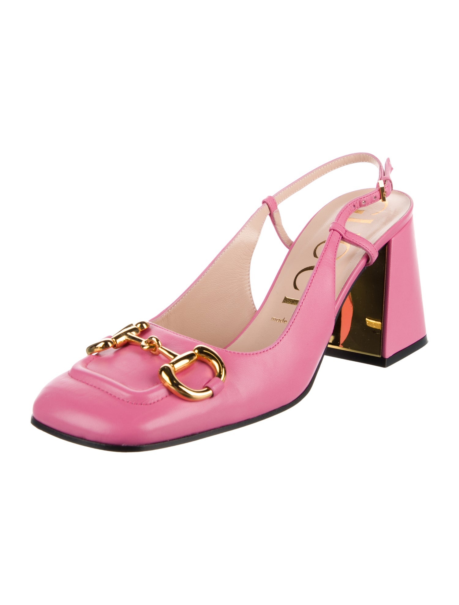 Gucci Horsebit Accent Leather Slingback Pumps