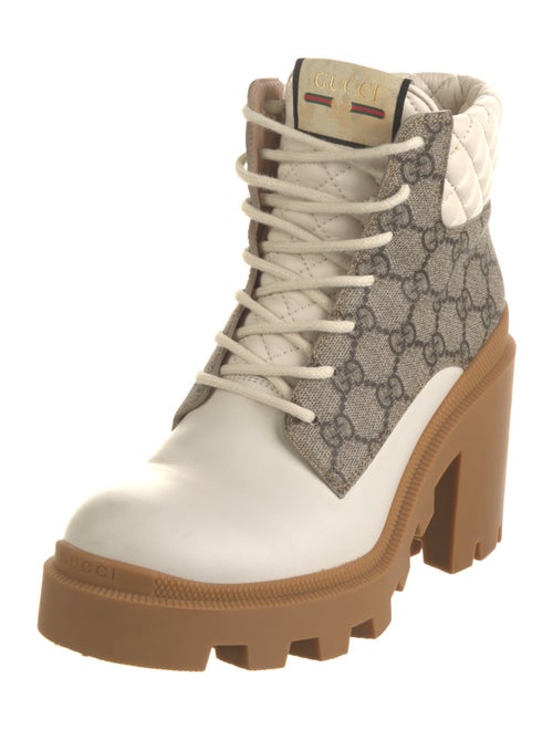 Gucci GG Supreme Leather Combat Boots