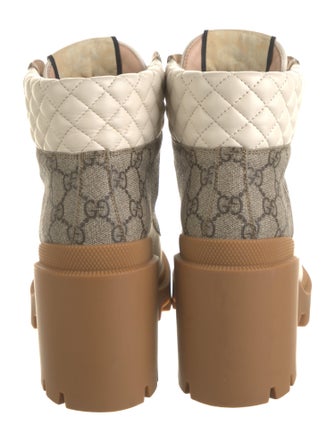 Gucci GG Supreme Leather Combat Boots