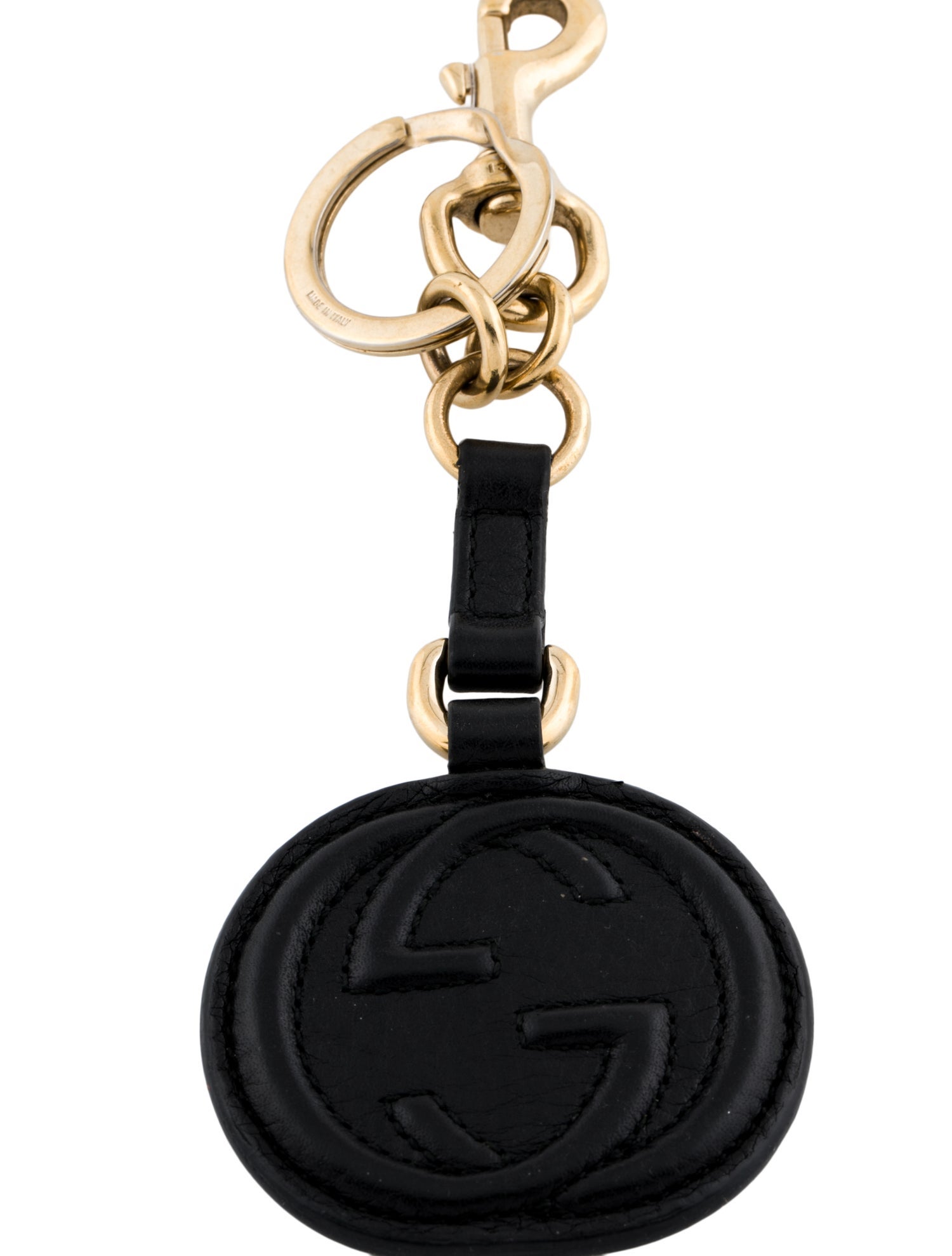 Gucci Leather Interlocking G Keychain