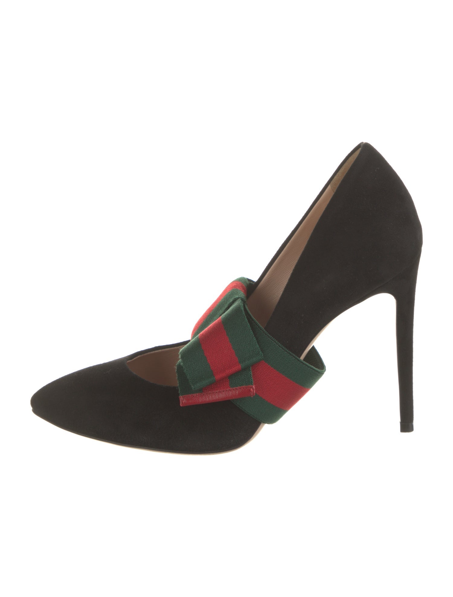 Gucci Web Accent Suede D'Orsay Pumps
