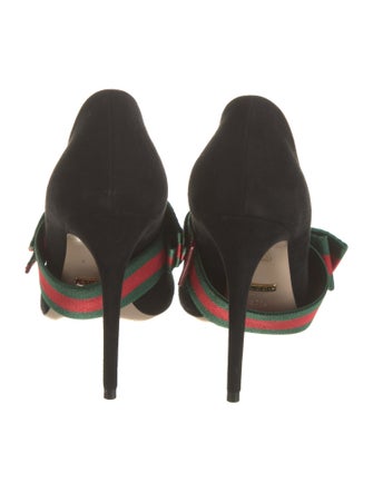Gucci Web Accent Suede D'Orsay Pumps