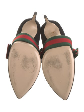 Gucci Web Accent Suede D'Orsay Pumps