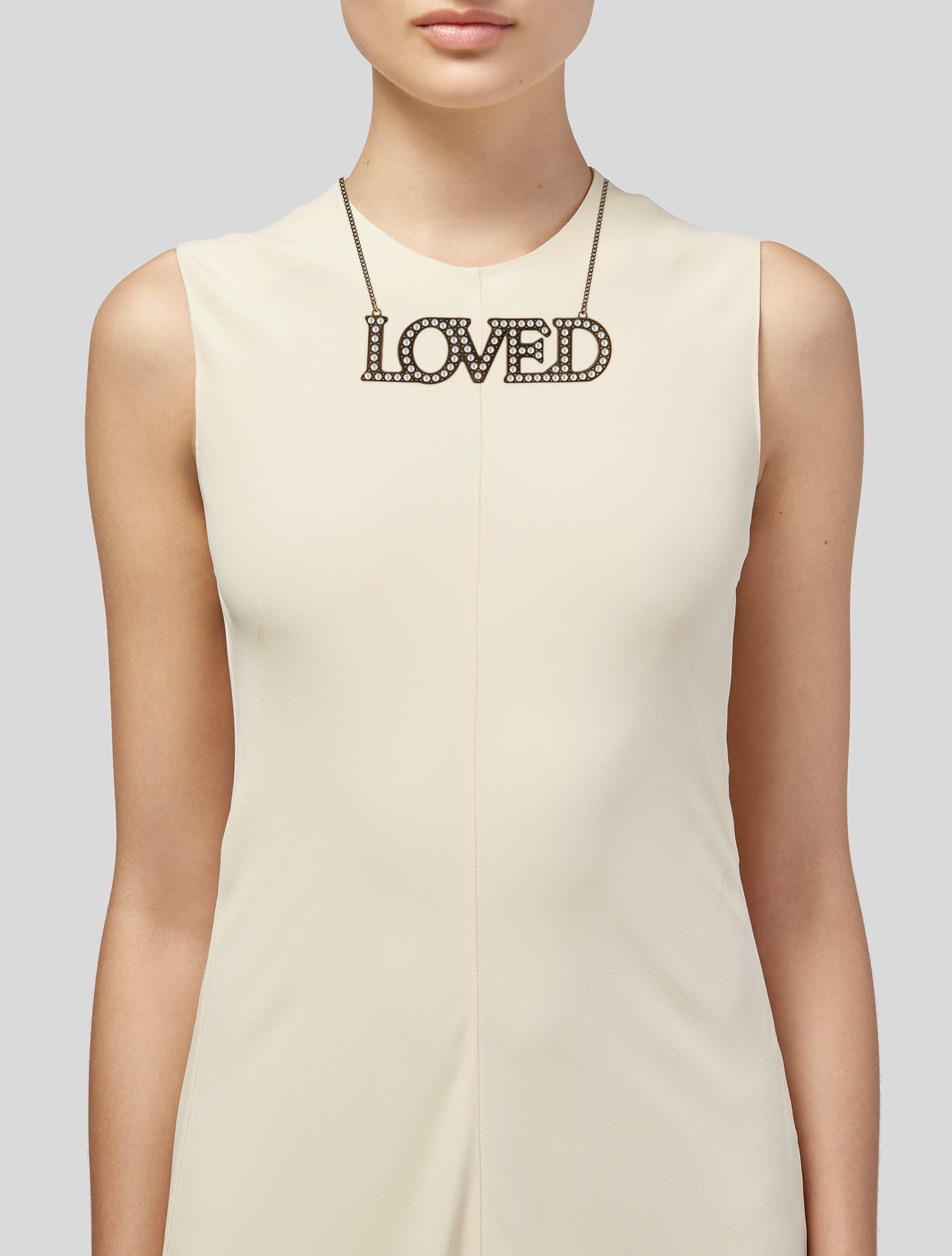 Gucci Faux Pearl 'LOVED' Pendant Necklace