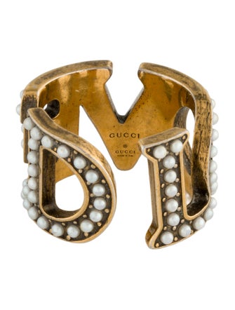 Gucci Faux Pearl 'Loved' Band Ring
