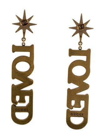 Gucci Faux Pearl 'LOVED' Drop Earrings