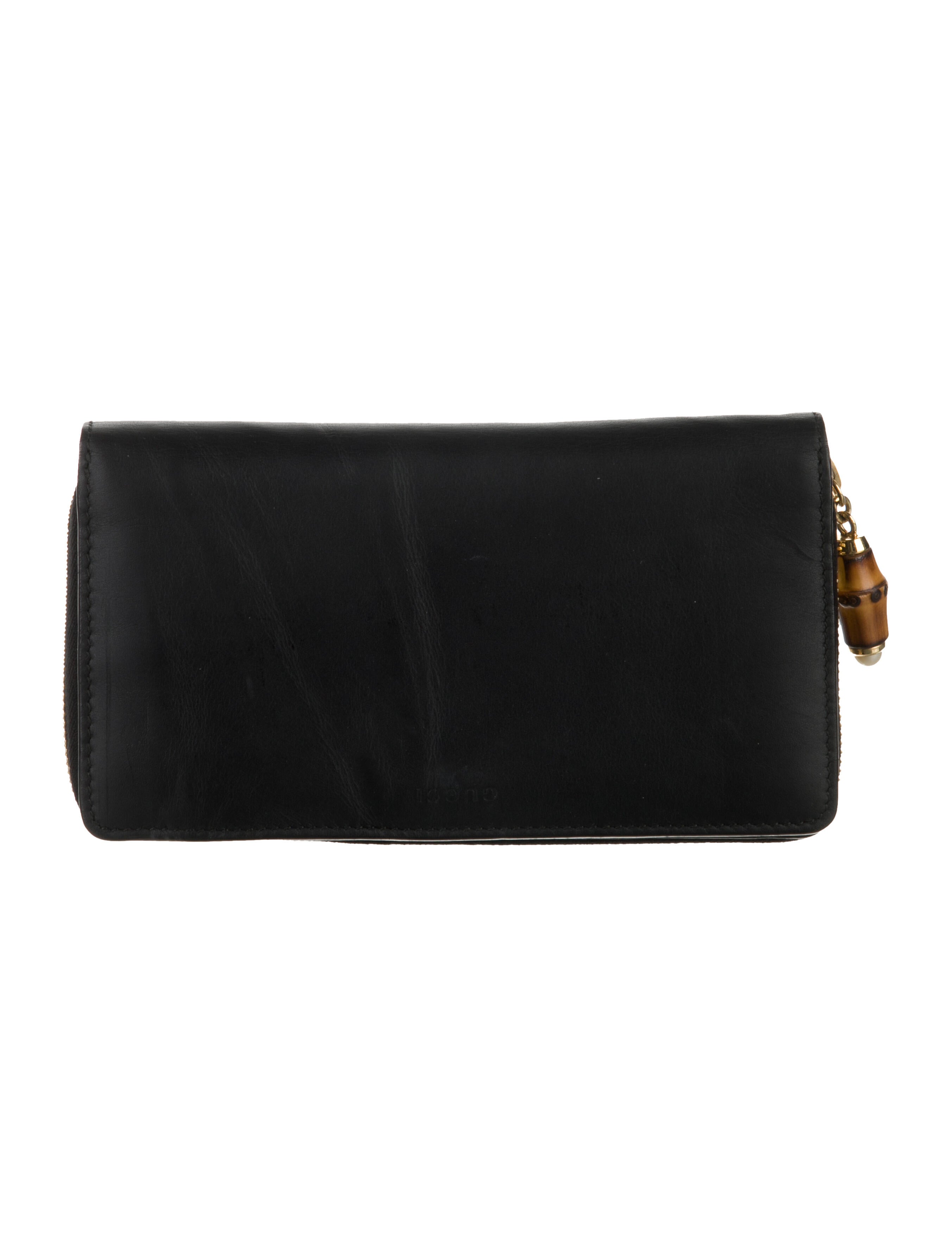 Gucci Faux Pearl Accents Leather Wallet