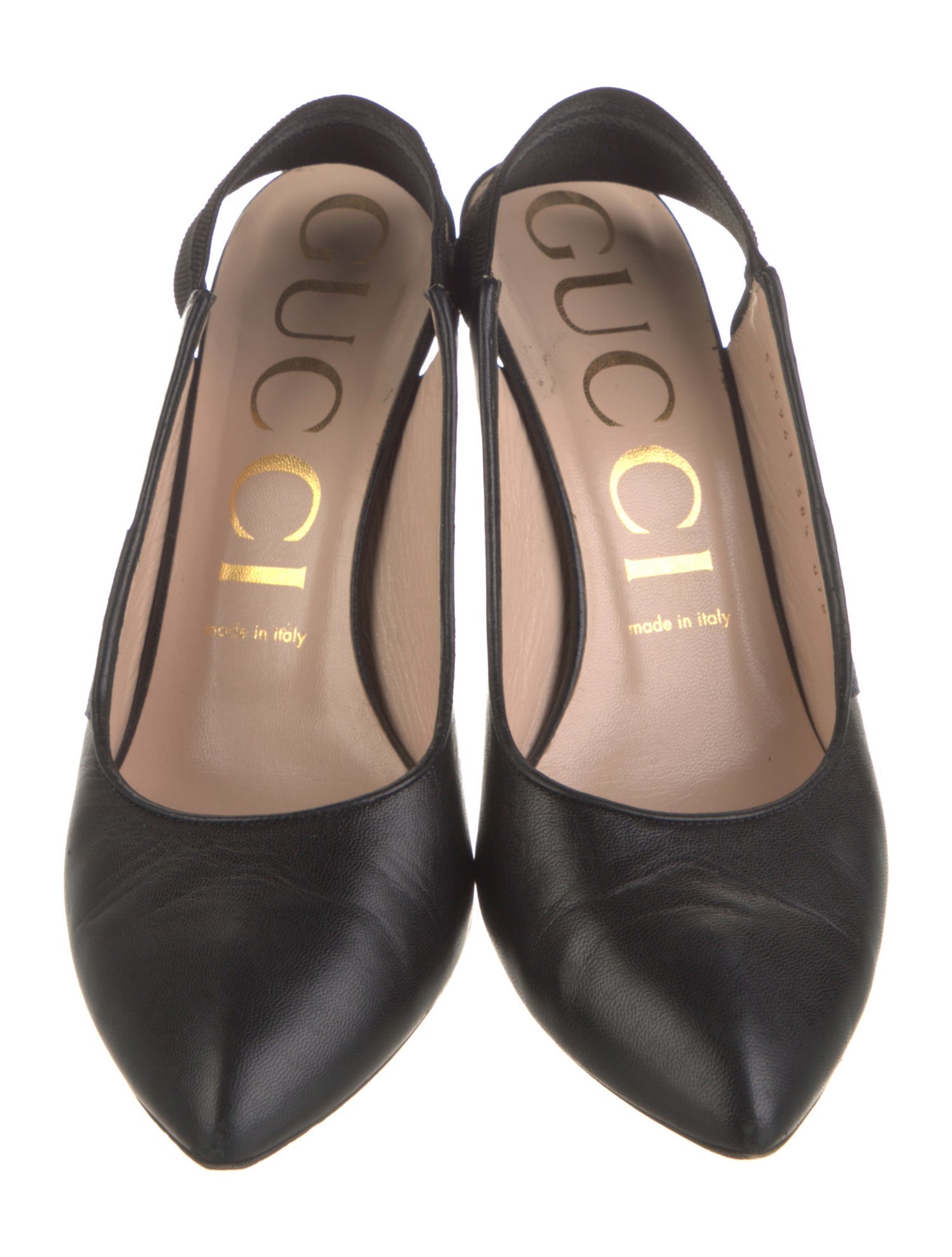 Gucci Sylvie Web Accent Leather Slingback Pumps