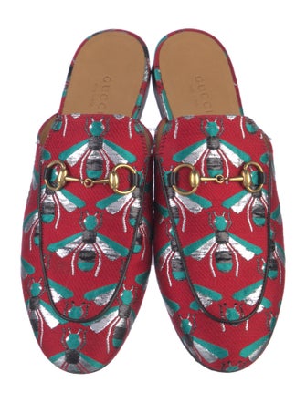 Gucci Horsebit Accent Printed Mules