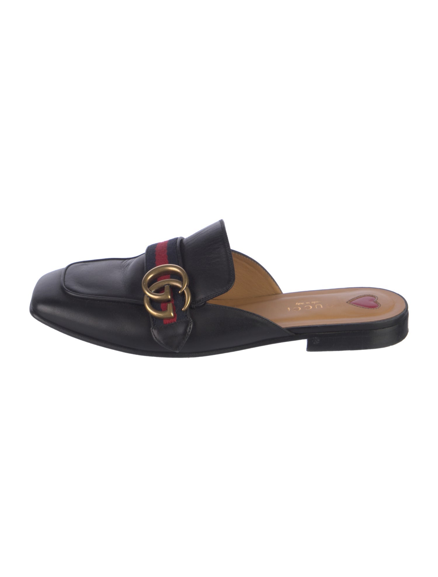Gucci Double G Logo Leather Mules