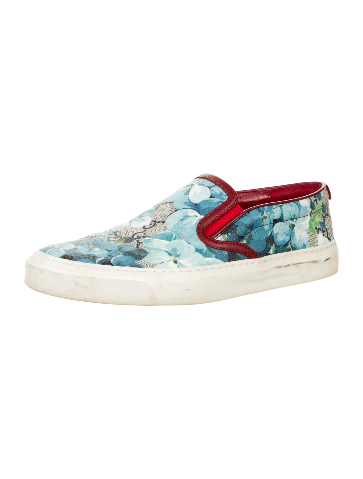 Gucci GG Canvas Leather Trim Embellishment Sneakers