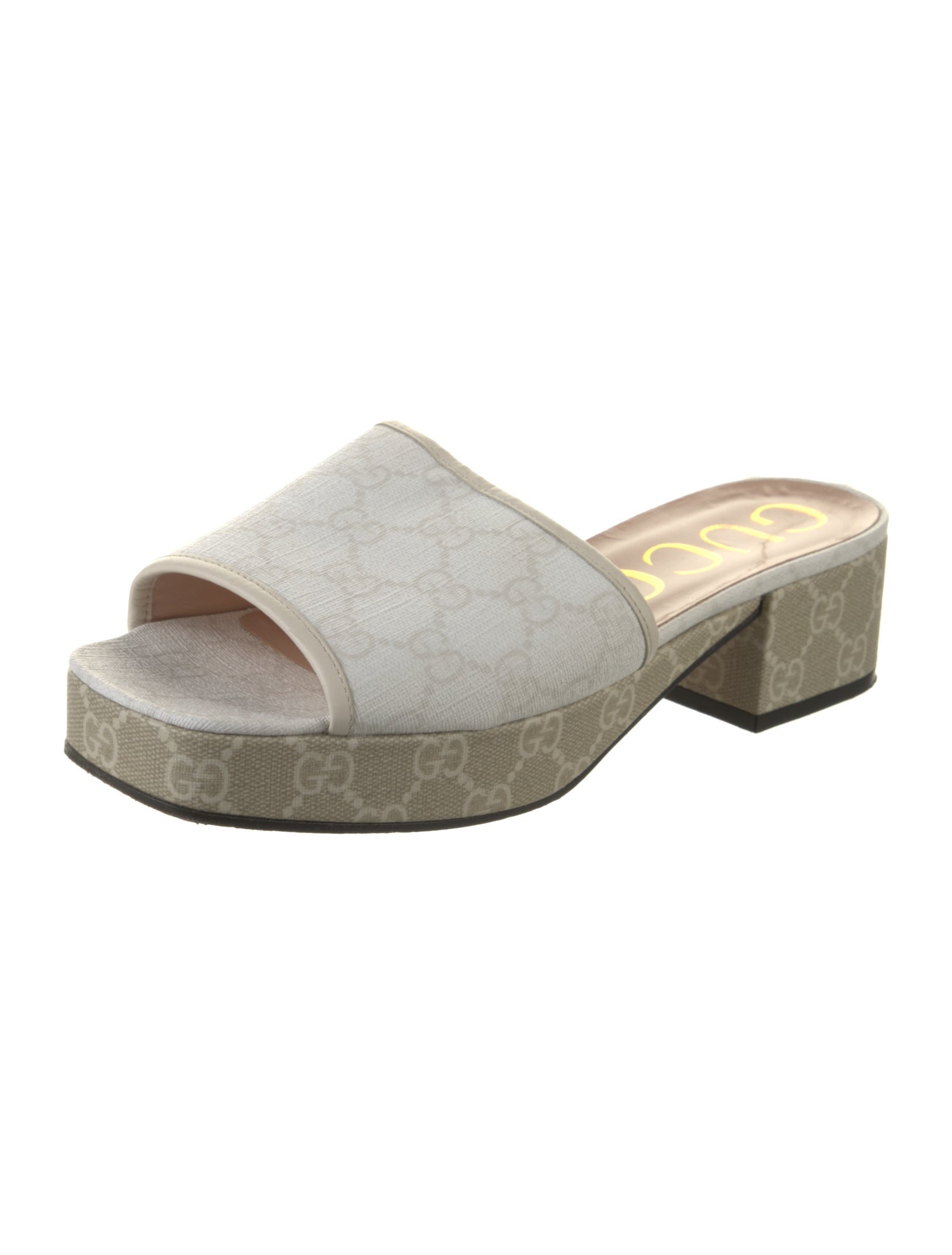 Gucci GG Signature Leather Trim Embellishment Slides