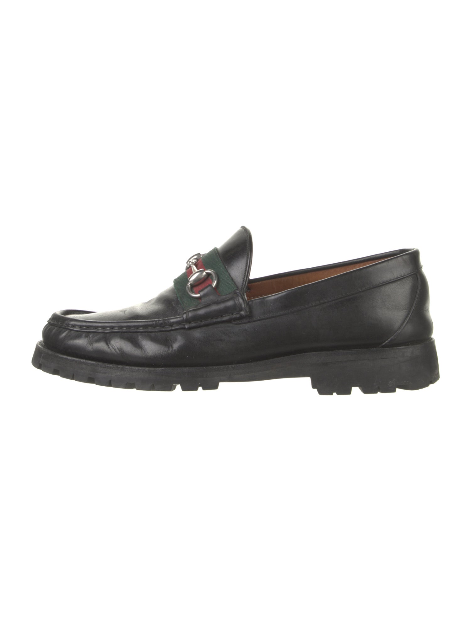 Gucci Web Accent Leather Dress Loafers