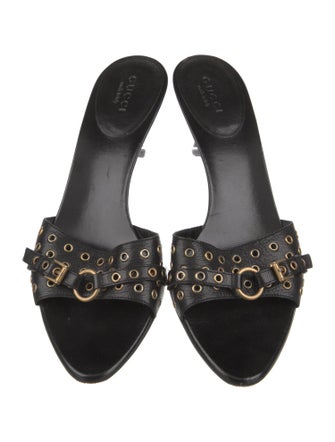 Gucci Leather Cutout Accent Slides