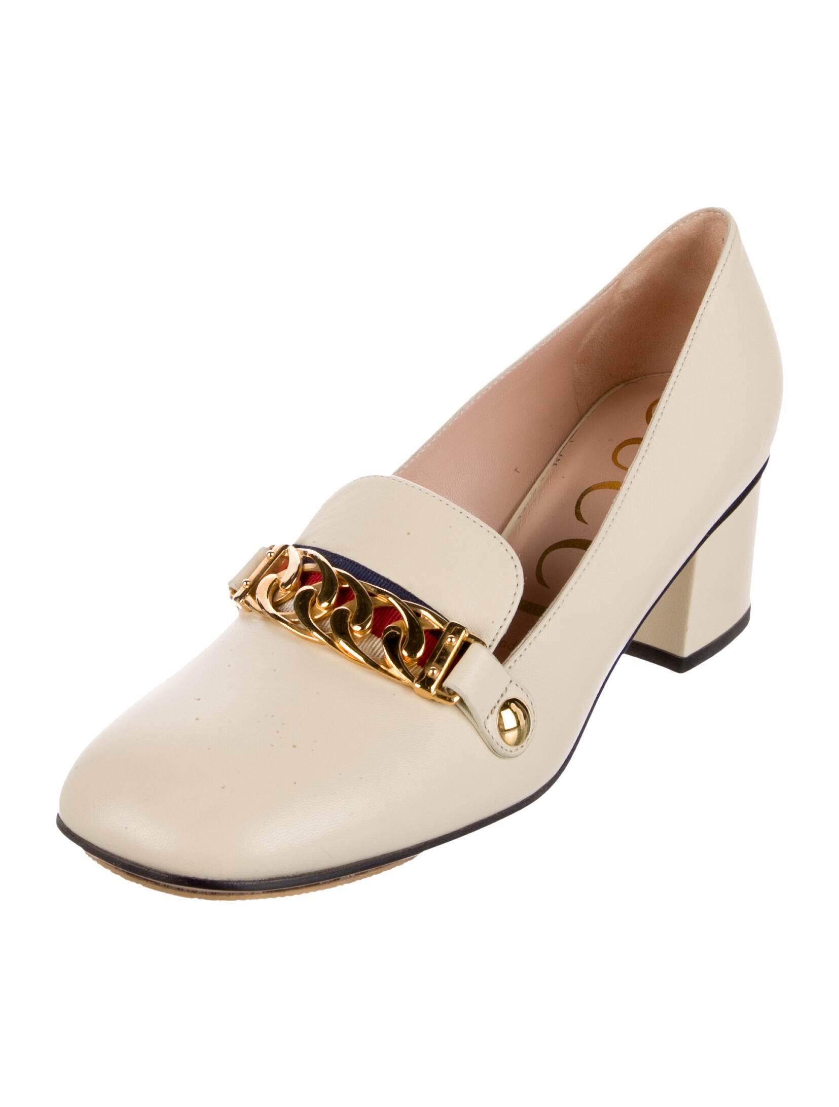 Gucci Sylvie Web Accent Leather Pumps