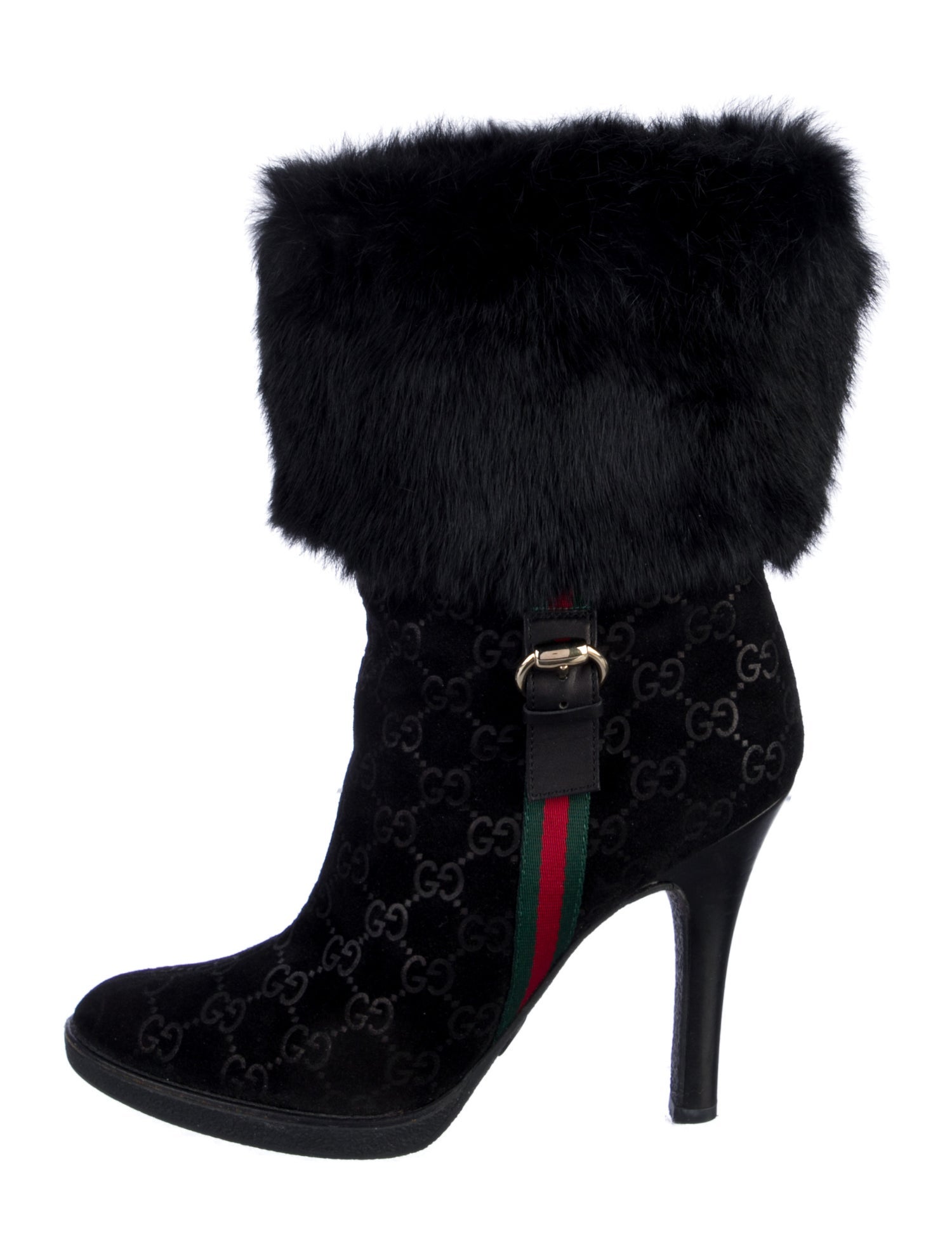 Gucci Web Accent Suede Boots