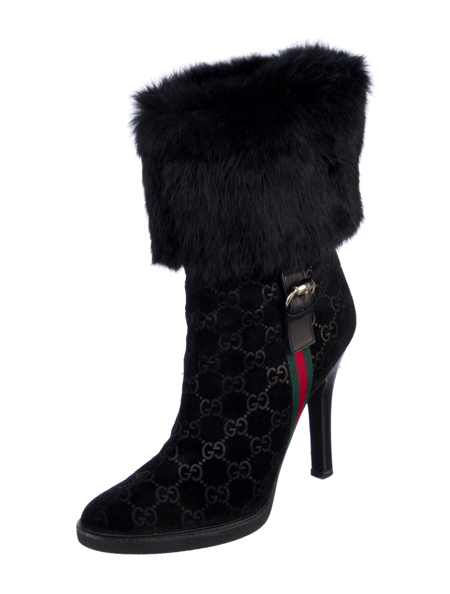 Gucci Web Accent Suede Boots