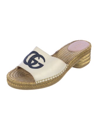 Gucci Double G Logo Leather Espadrilles