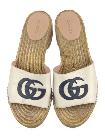 Gucci Double G Logo Leather Espadrilles