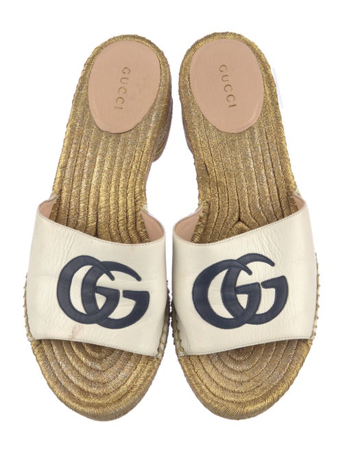 Gucci Double G Logo Leather Espadrilles