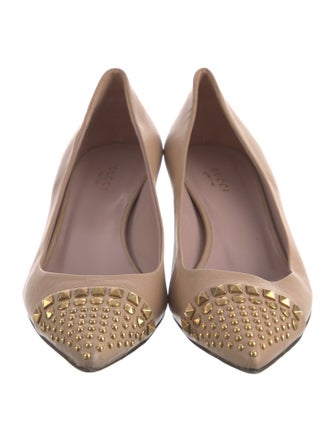 Gucci Rockstud Accents Leather Pumps