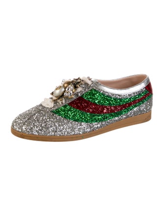 Gucci Faux Pearl Accents Glitter Sneakers