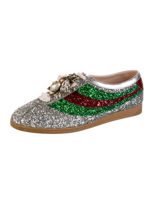 Gucci Faux Pearl Accents Glitter Sneakers