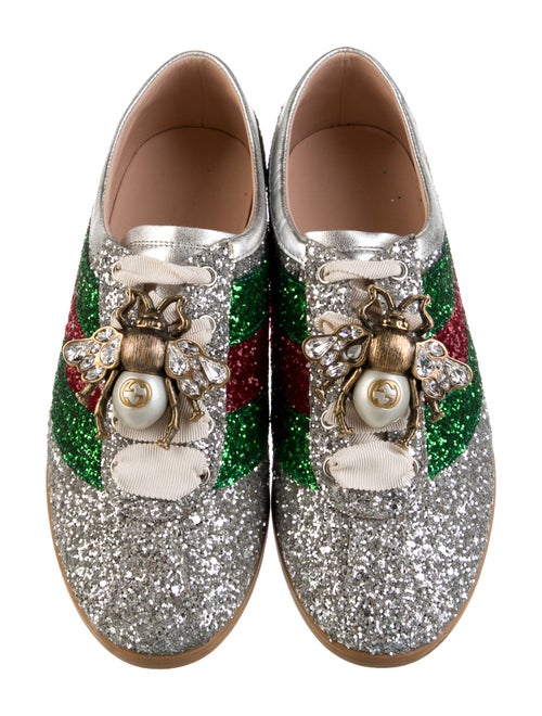 Gucci Faux Pearl Accents Glitter Sneakers