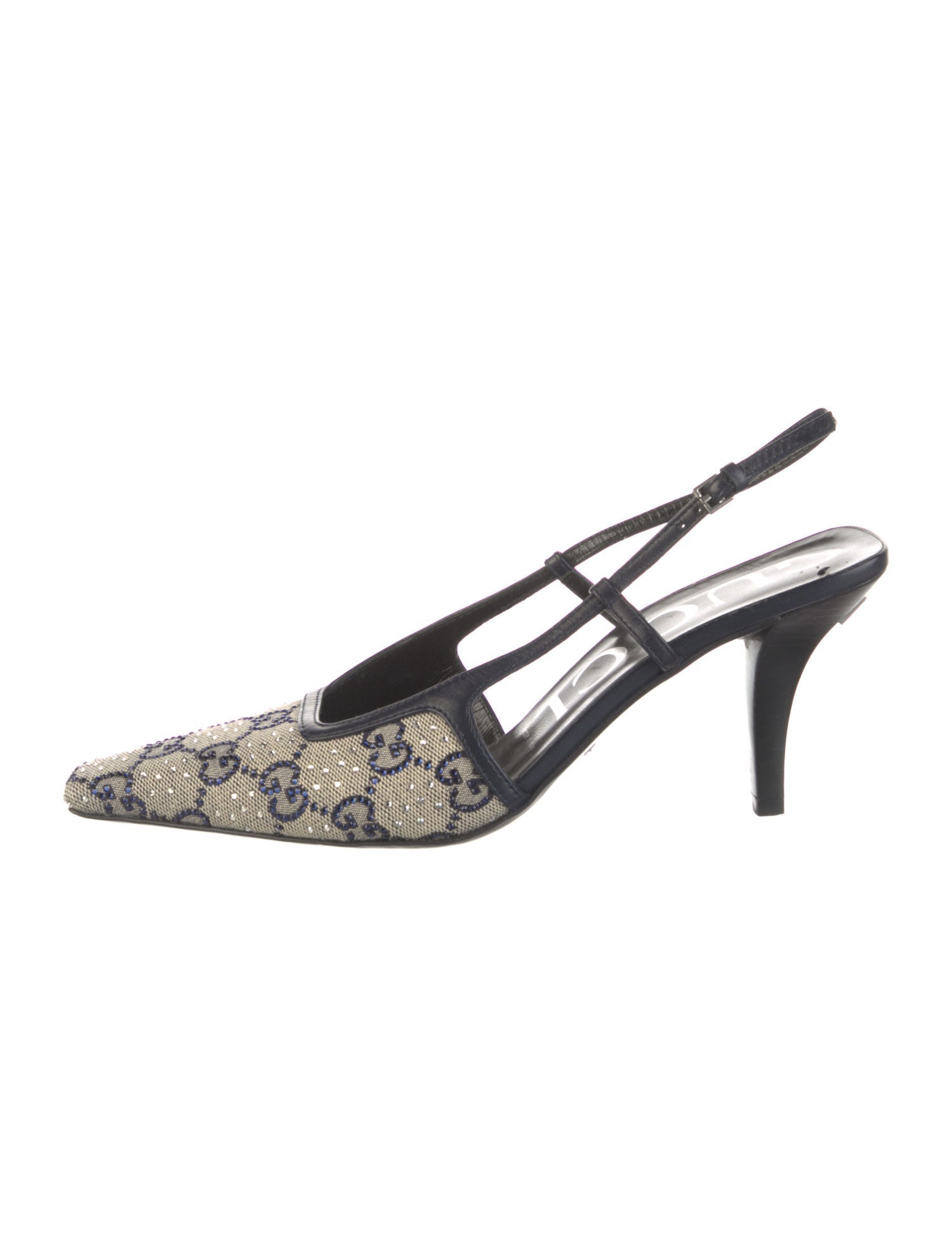 Gucci Canvas Printed Slingback Pumps