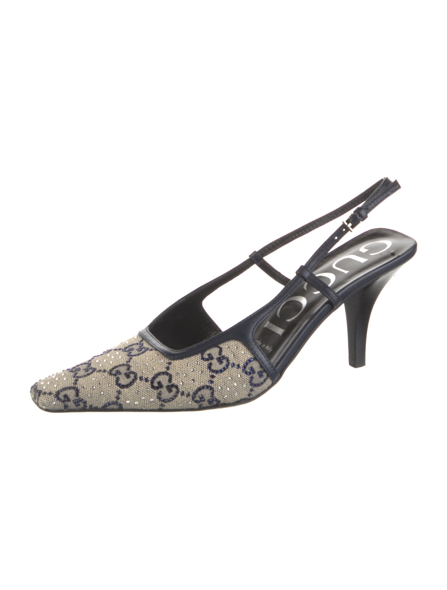 Gucci Canvas Printed Slingback Pumps