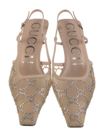 Gucci Suede Lace Pattern Slingback Pumps