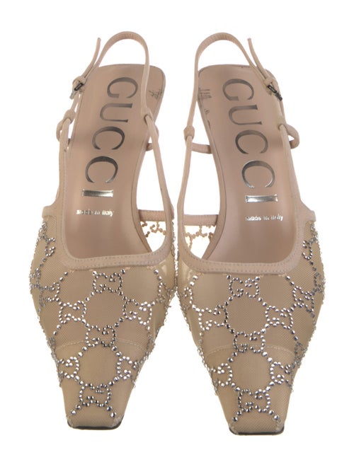 Gucci Suede Lace Pattern Slingback Pumps