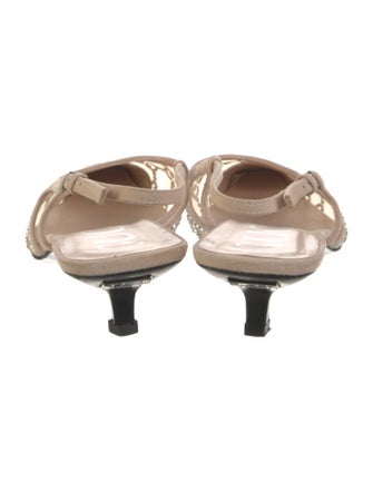 Gucci Suede Lace Pattern Slingback Pumps