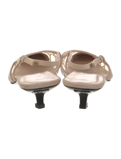 Gucci Suede Lace Pattern Slingback Pumps