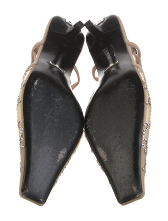 Gucci Suede Lace Pattern Slingback Pumps