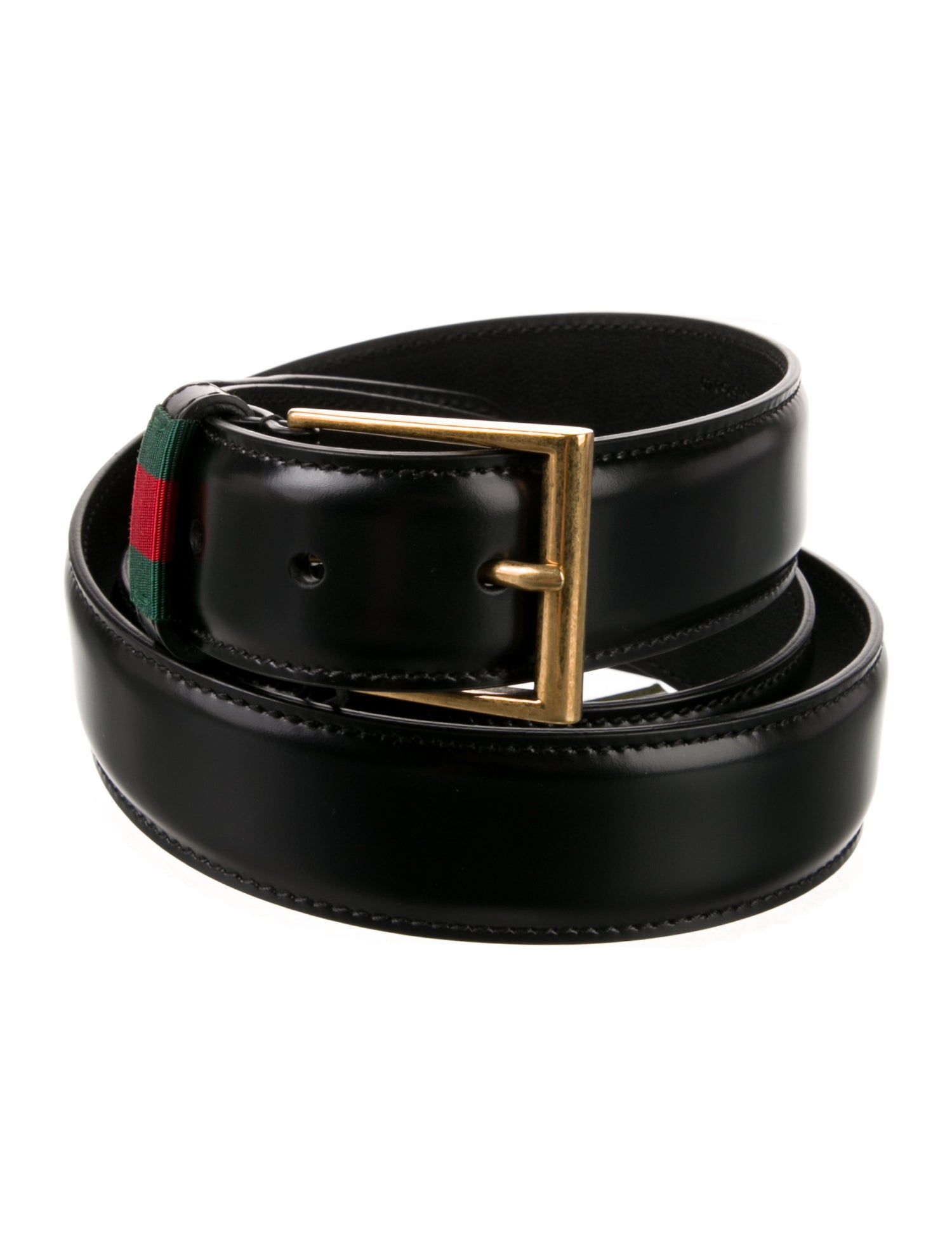 Gucci Leather Grosgrain Trim Belt