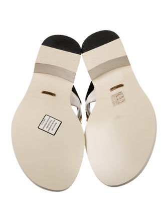 Gucci Chain-Link Accent Leather T-Strap Sandals