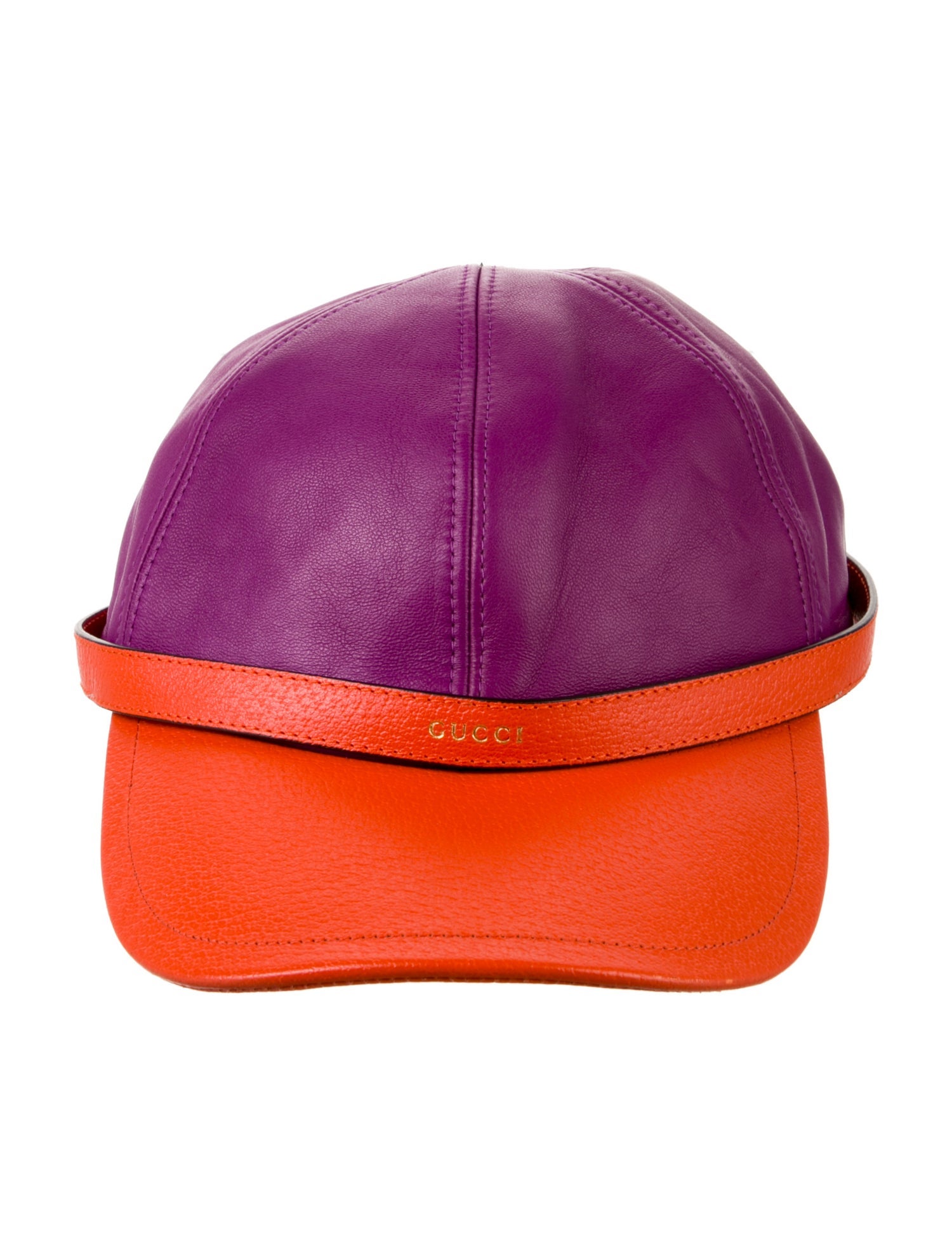 Gucci Pattern Print Leather Baseball Hat w/Tags