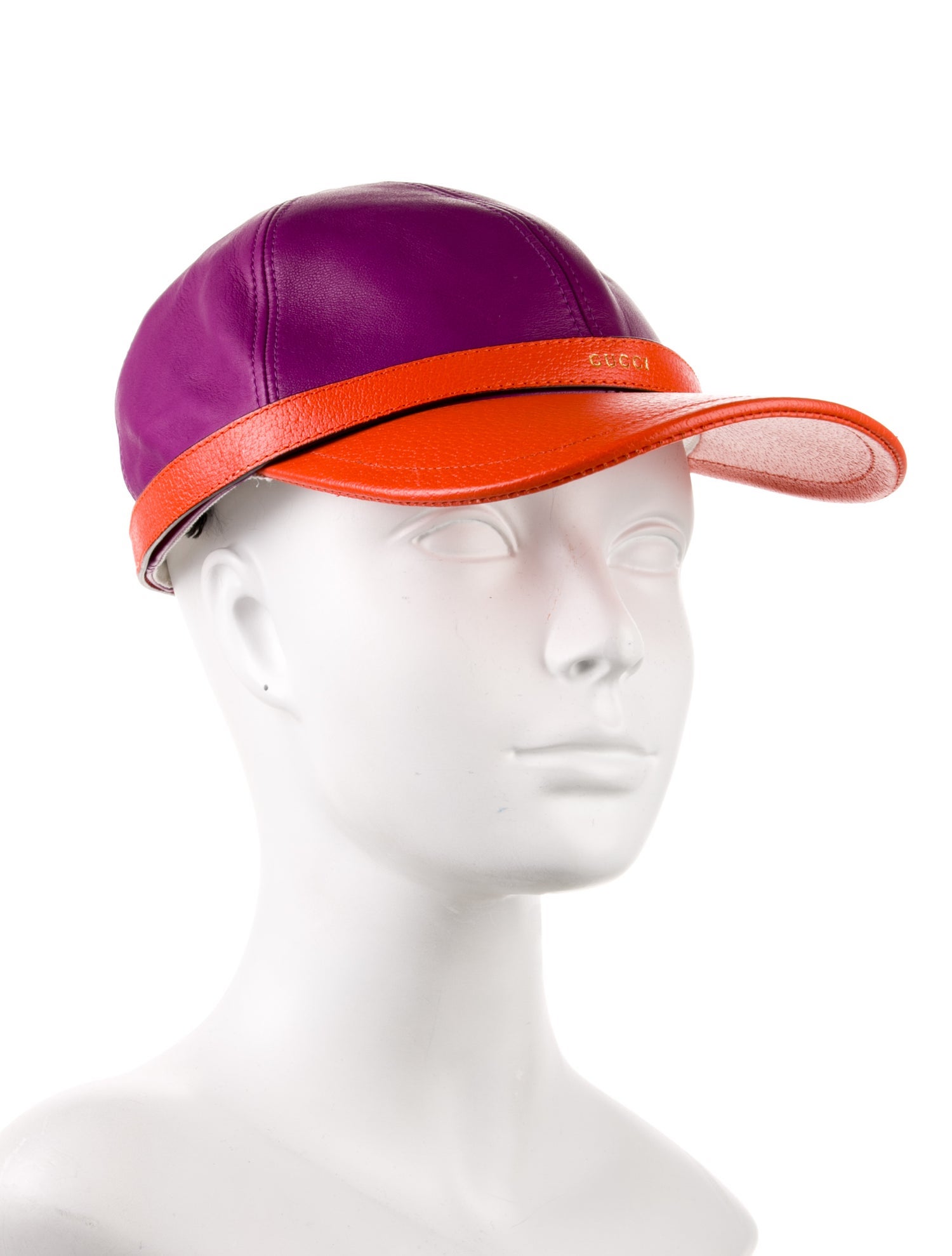 Gucci Pattern Print Leather Baseball Hat w/Tags