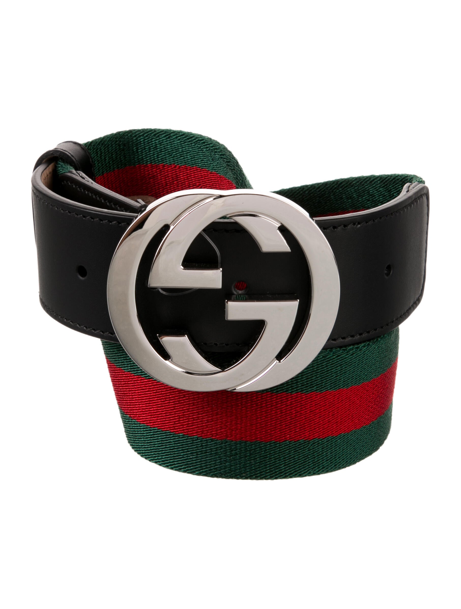 Gucci Web Accent Leather Trim Embellishment Belt