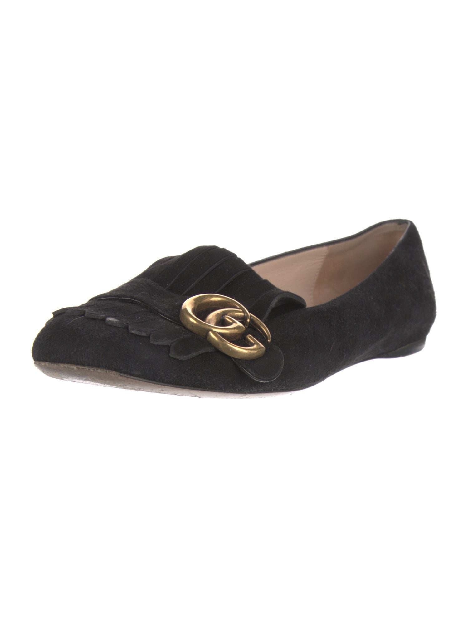 Gucci Double G Logo Suede Ballet Flats