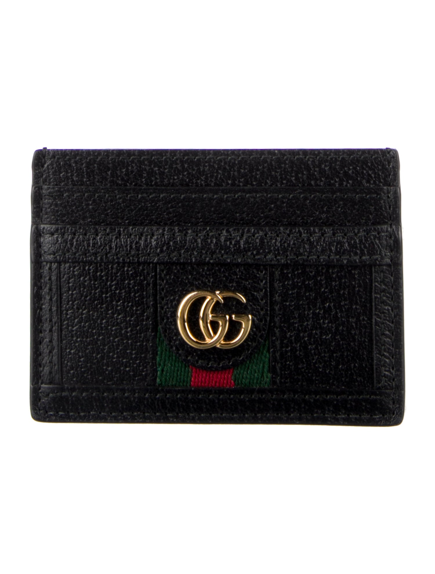 Gucci Web Accent Leather Card Holder
