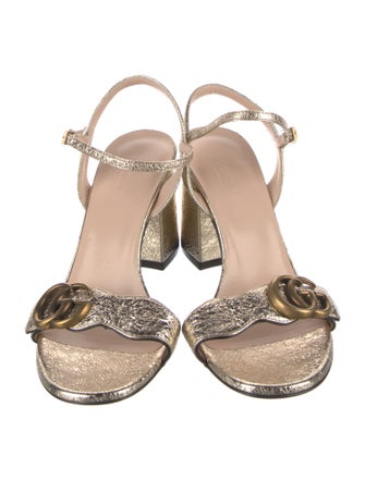 Gucci Double G Logo Leather Sandals