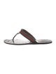 Gucci Web Accent Leather T-Strap Sandals